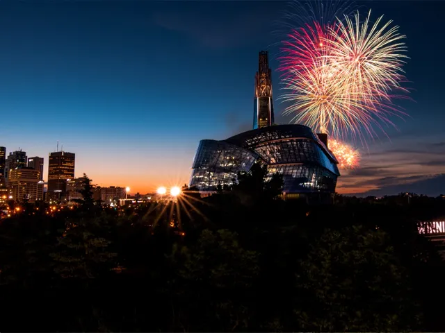 Fireworks over Canadian Museum for Human Rights
