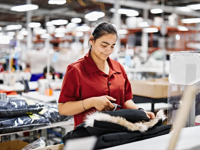 Woman working in clothing factory